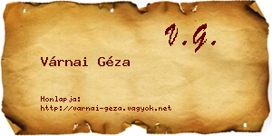 Várnai Géza névjegykártya